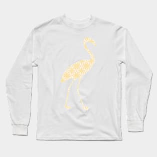 Flamingo Silhouette with Pattern Long Sleeve T-Shirt